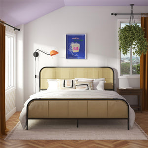 Mr. Kate Roxanne Metal and Cane Bed - Black - King