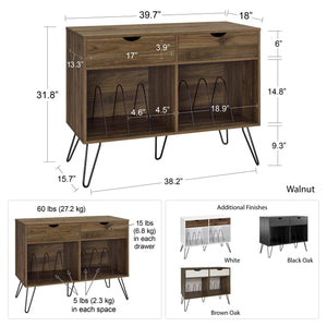 Novogratz Concord Turntable Stand with Drawers - Black Oak