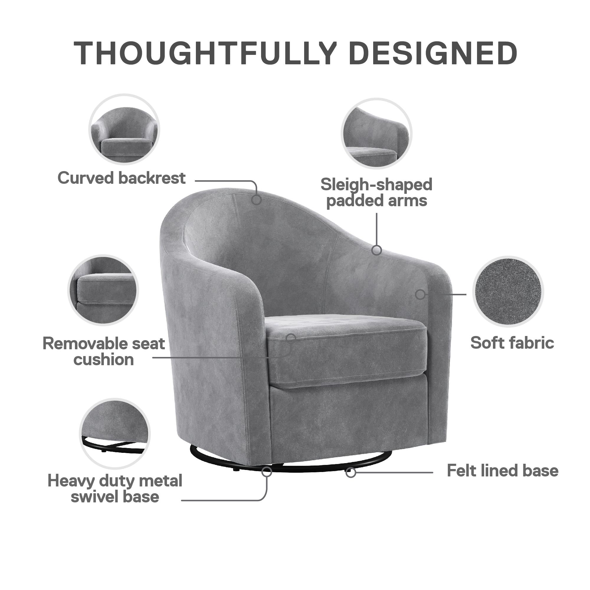DHP Gentle Swivel Accent Chair - Light Gray