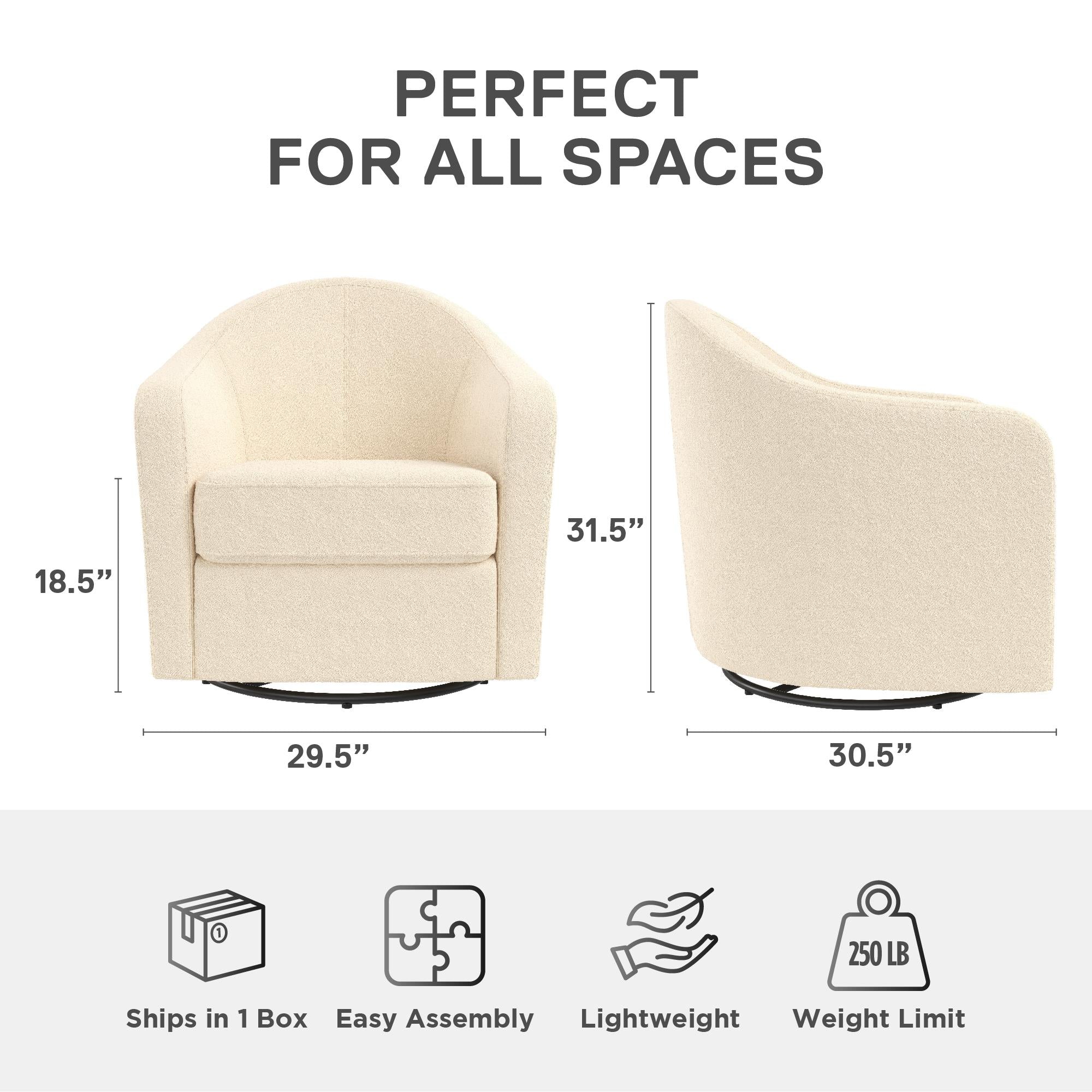 DHP Gentle Swivel Accent Chair - Ivory Boucle
