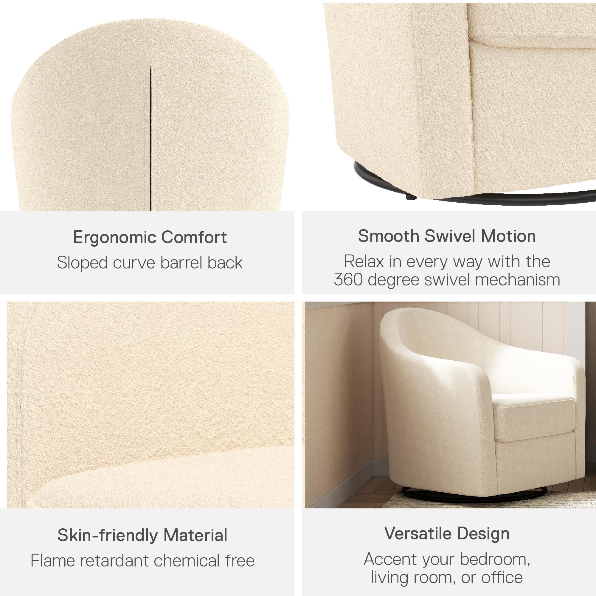 DHP Gentle Swivel Accent Chair - Ivory Boucle