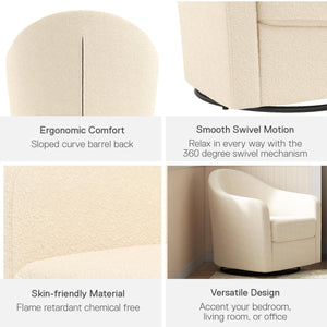 DHP Gentle Swivel Accent Chair - Ivory Boucle
