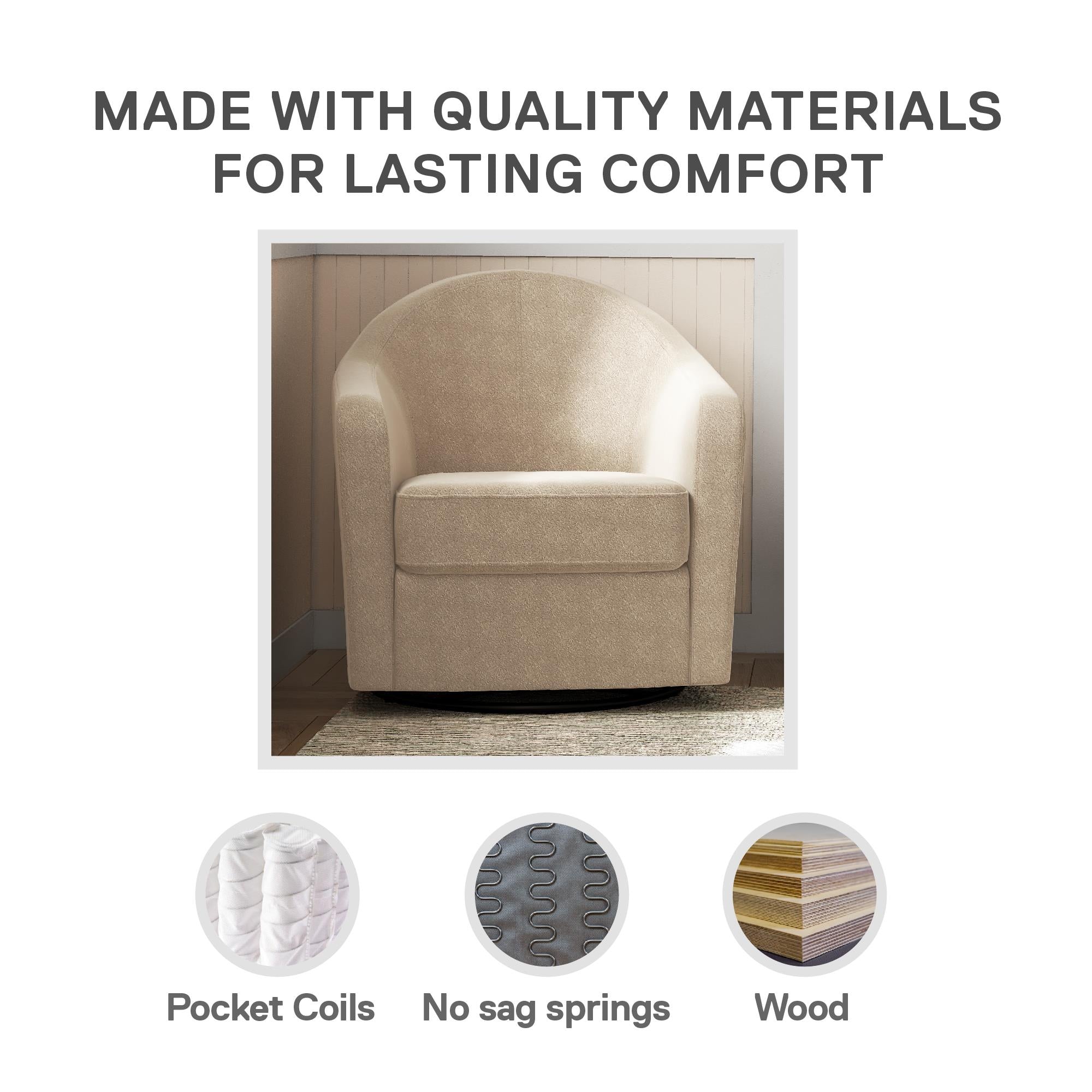 DHP Gentle Swivel Accent Chair - Taupe Boucle