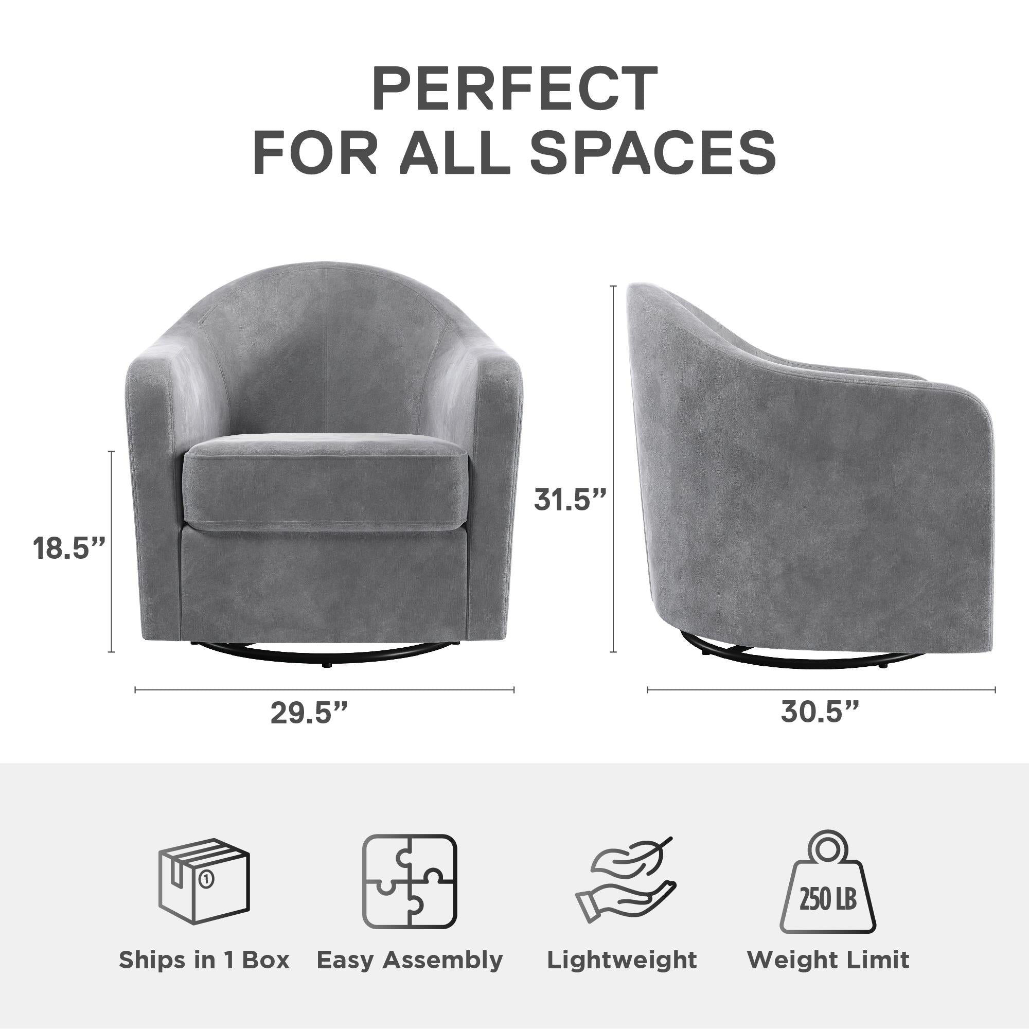 DHP Gentle Swivel Accent Chair - Light Gray
