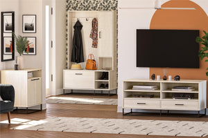 Novogratz Kelly Hall Tree with Bench and Shoe Storage - Ivory Oak