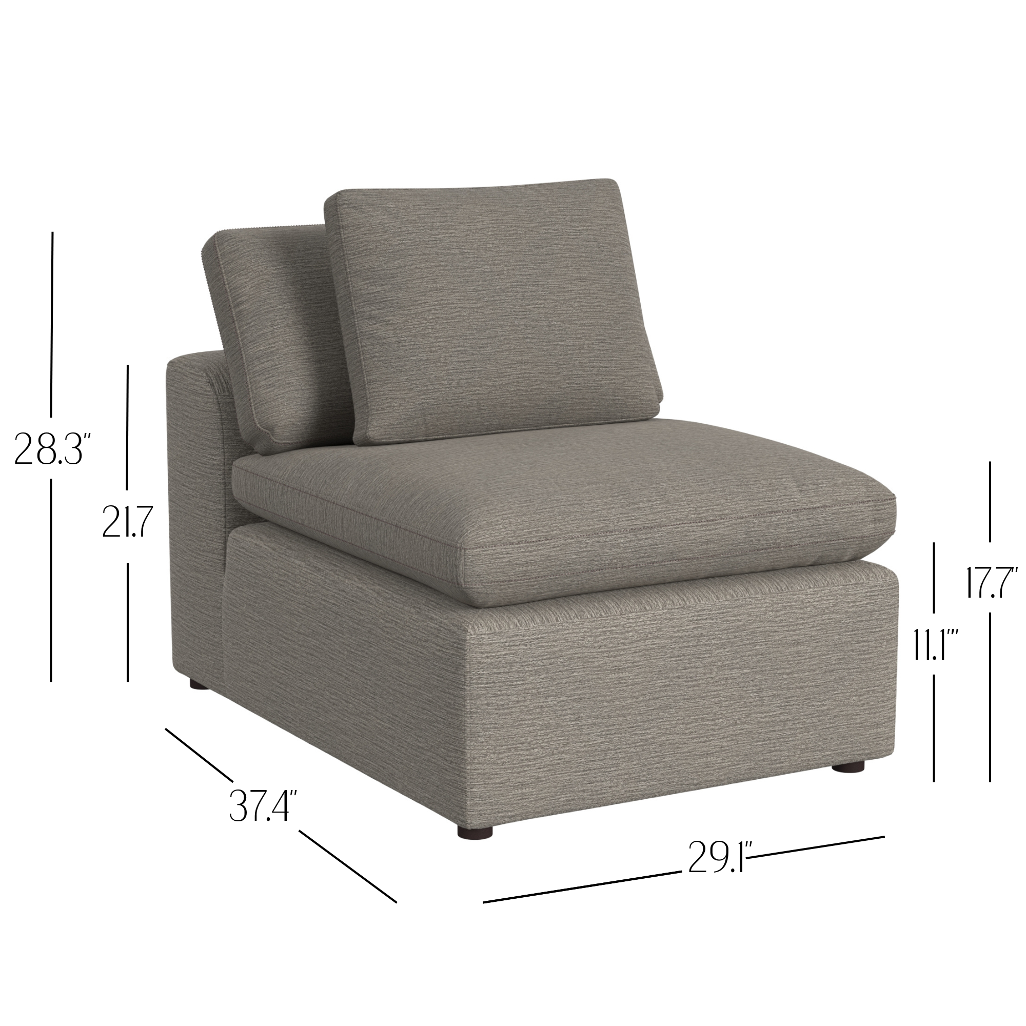 Cortney's Collection York Modular Armless Chair - Taupe
