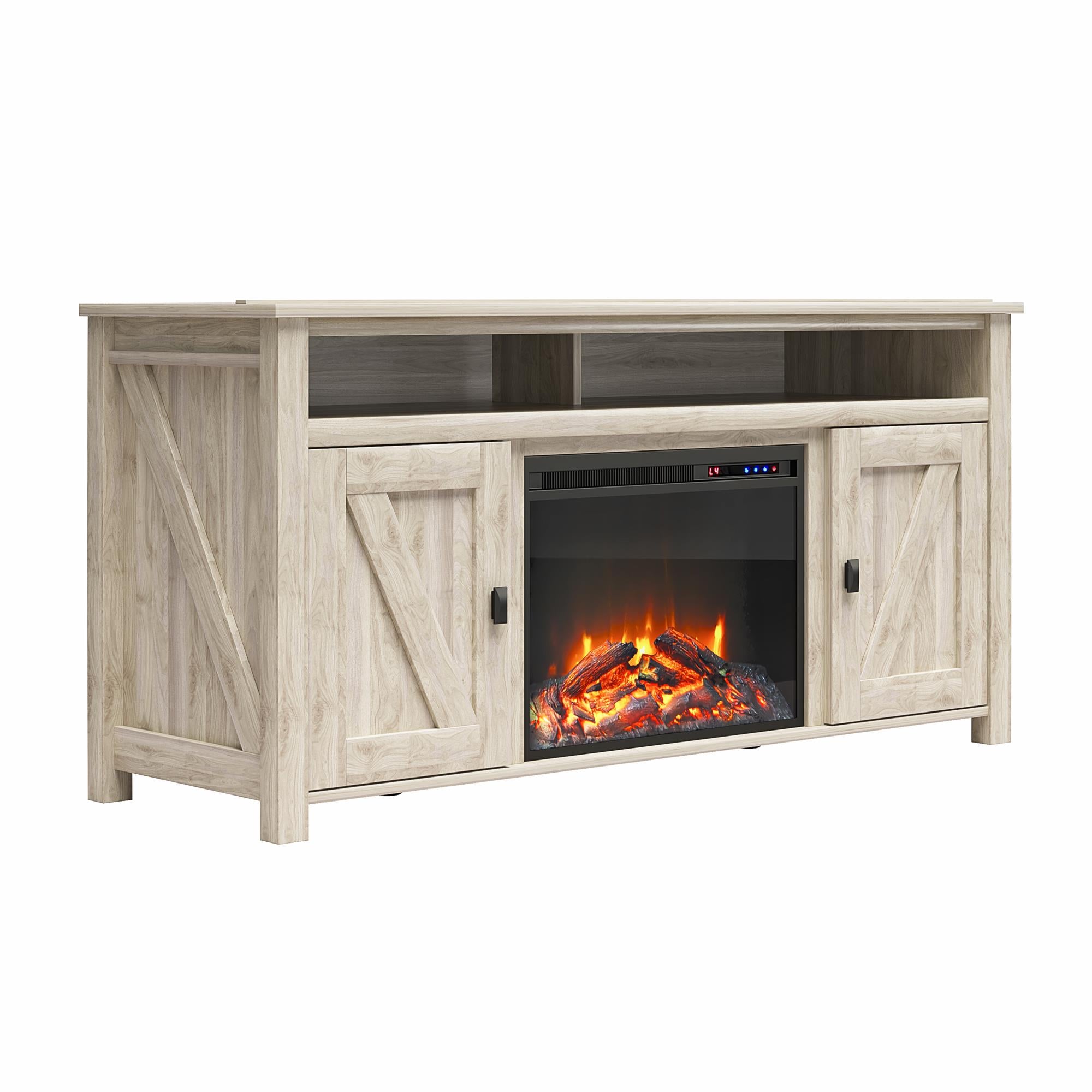 Ameriwood Home Farmington Electric Fireplace TV Console for TVs up to 60" - Light Walnut
