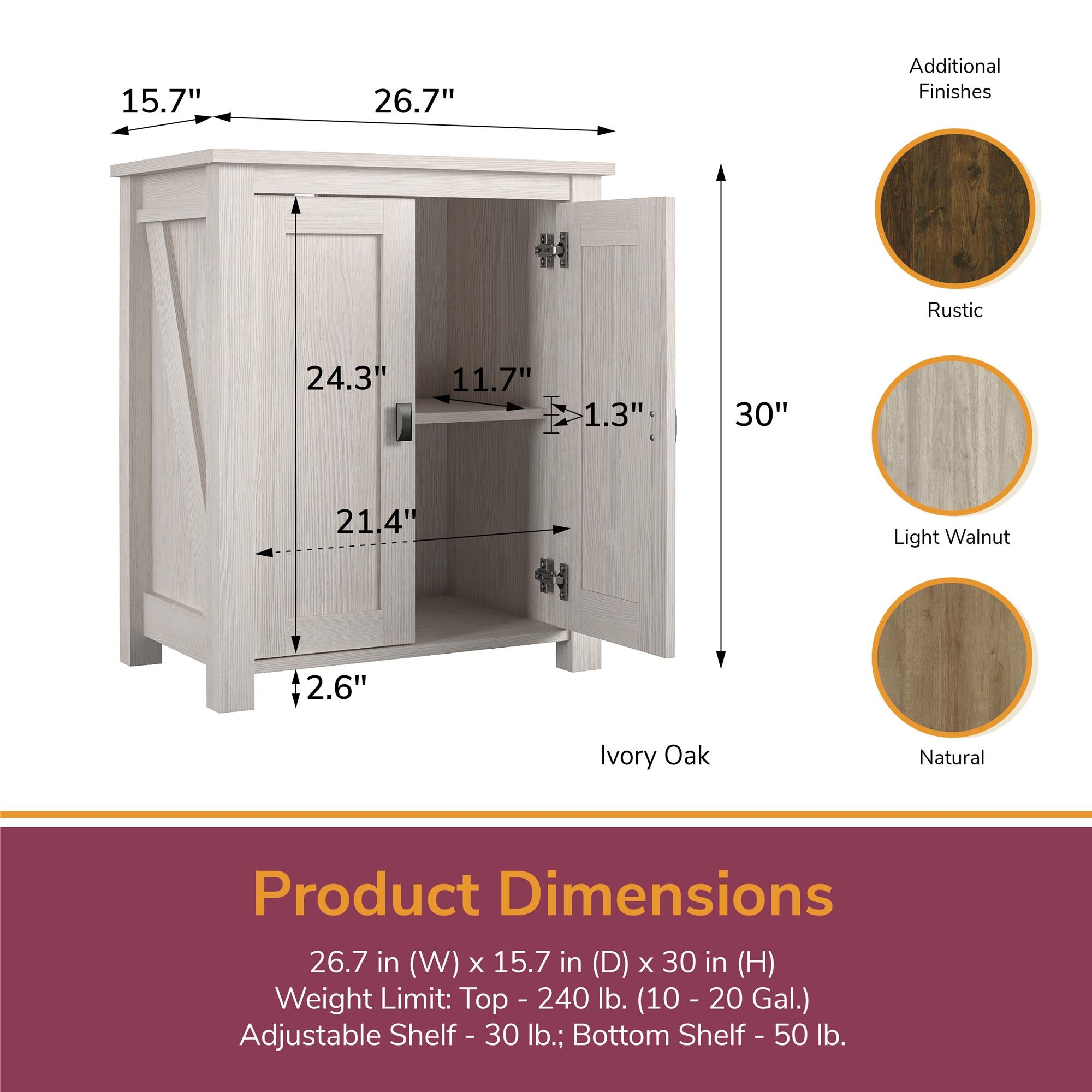 Ollie & Hutch Farmington 10-20 Gallon Aquarium or Terrarium Stand - Light Walnut