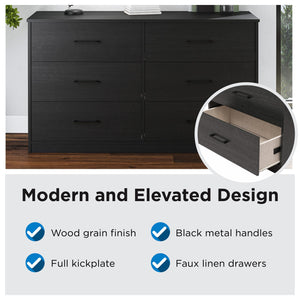 Ameriwood Home BrEZ Build Pearce Wide 6 Drawer Dresser - Blonde Oak - 6 Drawer