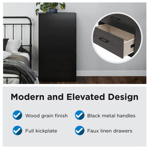Ameriwood Home BrEZ Build Pearce Tall 5 Drawer Dresser - Blonde Oak - 5 Drawer