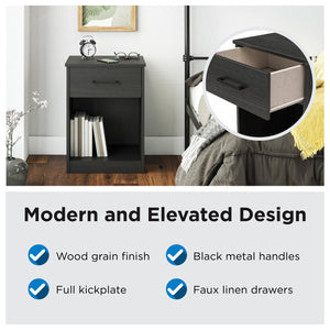 Ameriwood Home BrEZ Build Pearce Nightstand with Drawer - White