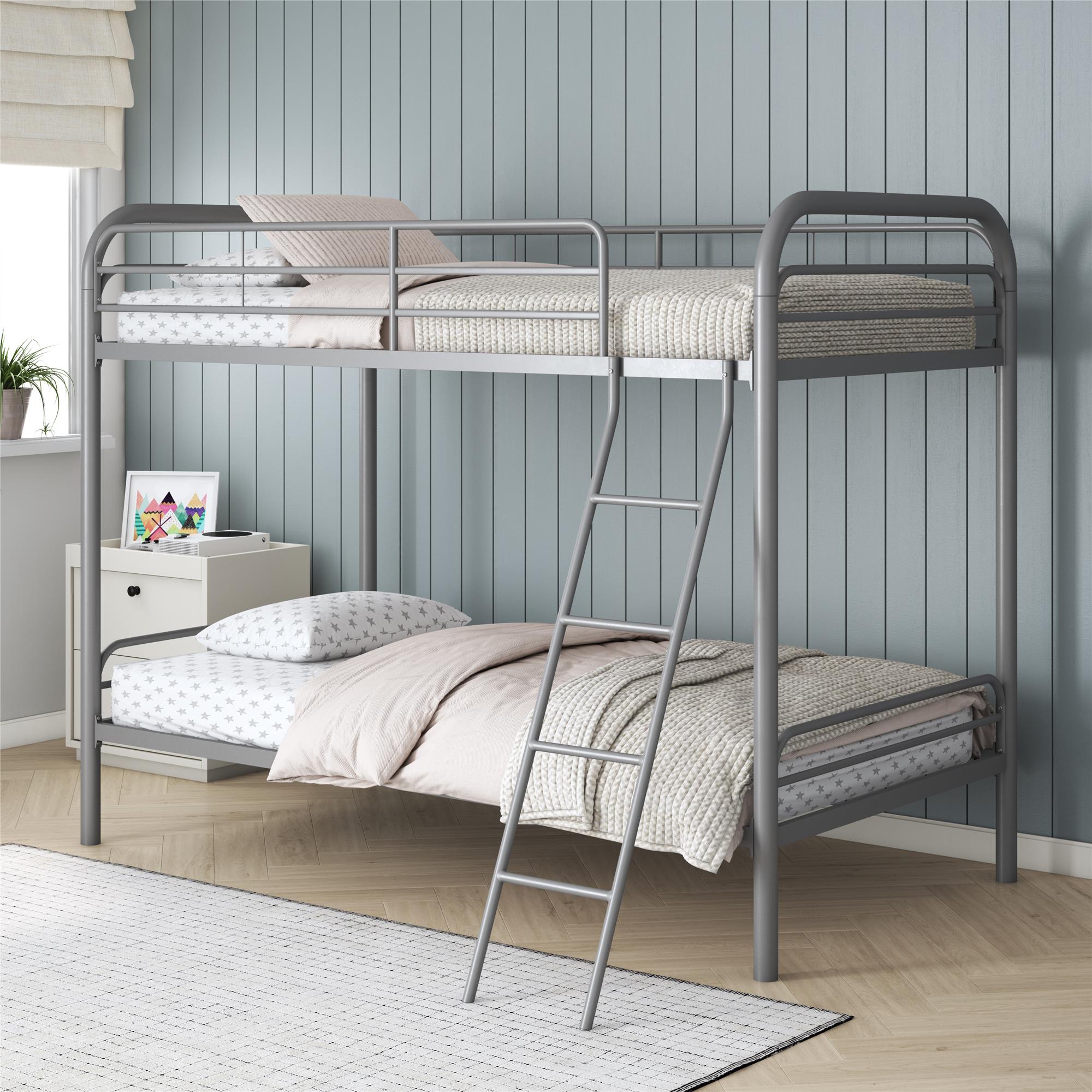 DHP Dusty Kids' Bunk Bed - Silver - Twin-Over-Twin