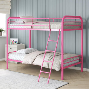 DHP Dusty Kids' Bunk Bed - Pink - Twin-Over-Twin