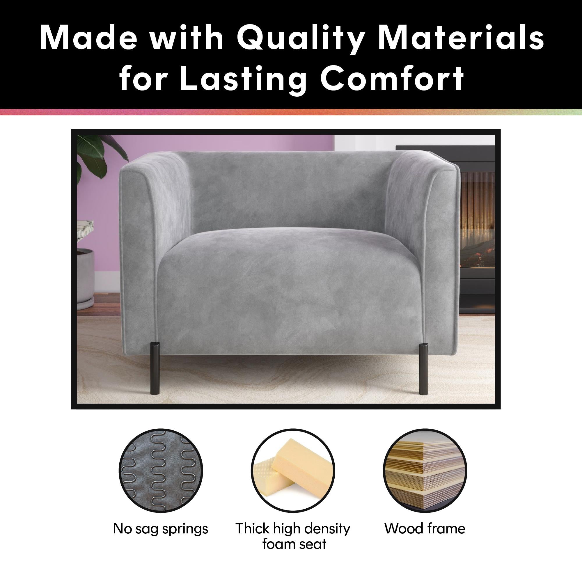 CosmoLiving Blair Upholstered Accent Chair and a Half - Light Gray - 1-Seater