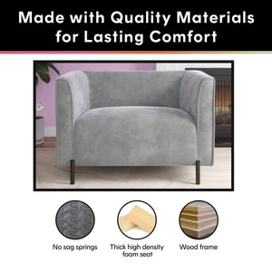 CosmoLiving Blair Upholstered Accent Chair and a Half - Light Gray - 1-Seater
