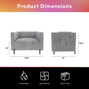 CosmoLiving Blair Upholstered Accent Chair and a Half - Light Gray - 1-Seater