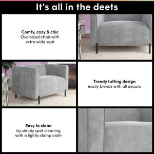 CosmoLiving Blair Upholstered Accent Chair and a Half - Light Gray - 1-Seater