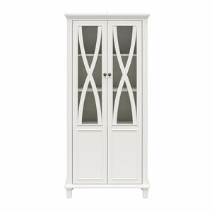 Ameriwood Home Ellington Tall Accent Cabinet with Glass Doors - White