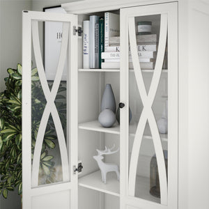 Ameriwood Home Ellington Tall Accent Cabinet with Glass Doors - White
