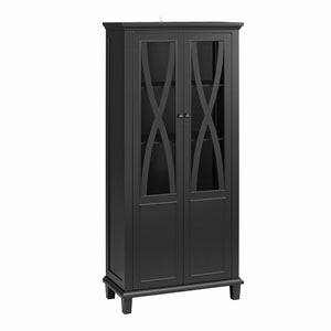 Ameriwood Home Ellington Tall Accent Cabinet with Glass Doors - Black