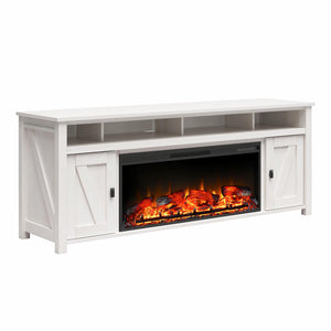 Ameriwood Home Farmington Electric Fireplace TV Console with Remote for TVs up to 85" - Ivory Oak