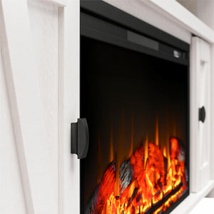 Ameriwood Home Farmington Electric Fireplace TV Console with Remote for TVs up to 85" - Ivory Oak