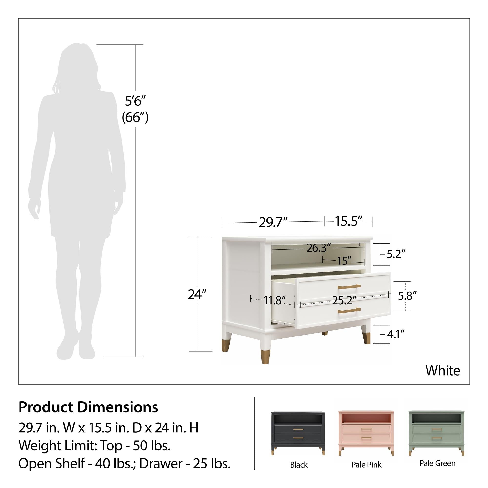 CosmoLiving Westerleigh Wide Nightstand - Pale Dogwood