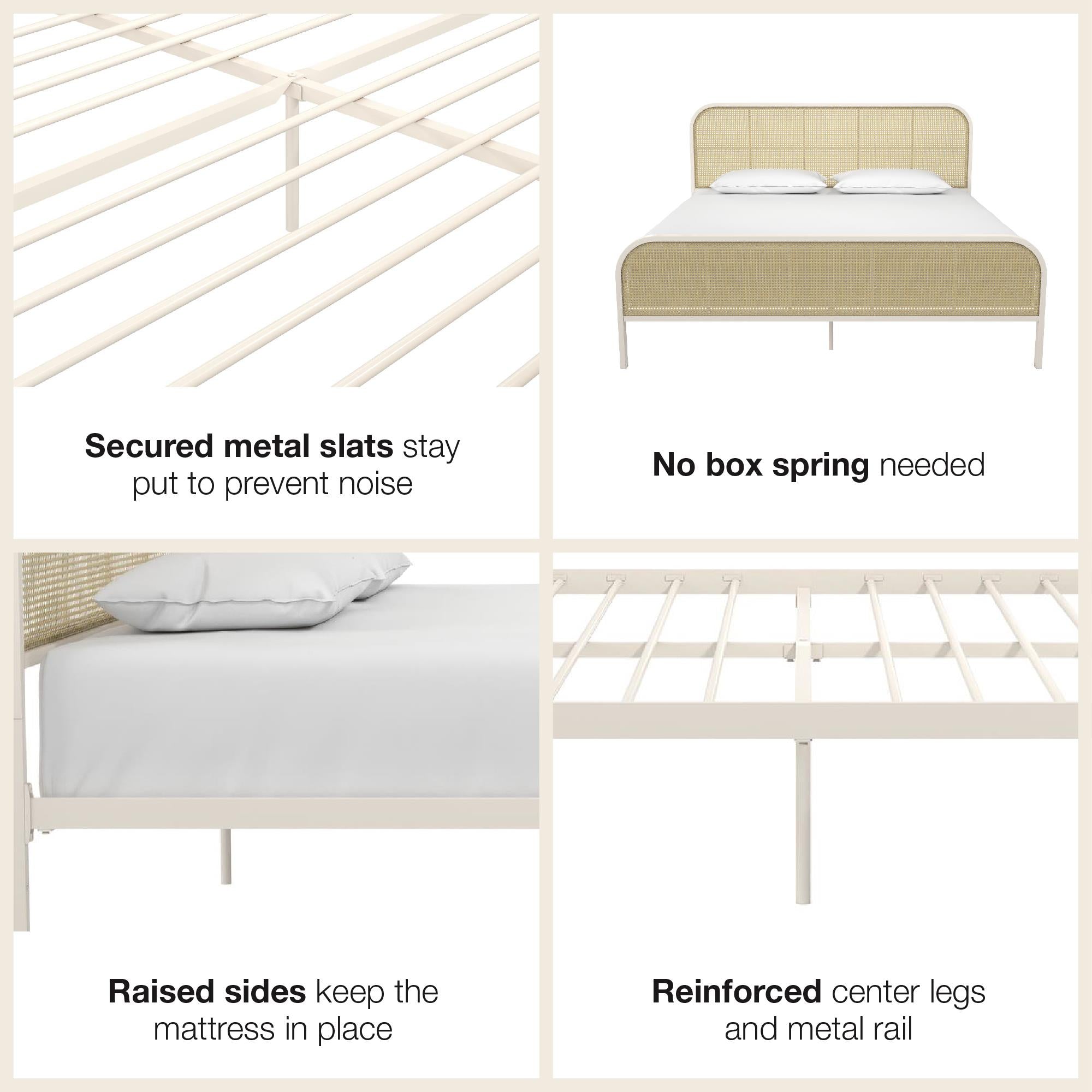 Mr. Kate Roxanne Metal and Cane Bed - Off White - King