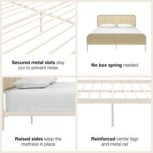 Mr. Kate Roxanne Metal and Cane Bed - Off White - King
