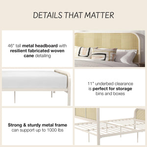 Mr. Kate Roxanne Metal and Cane Bed - Off White - Queen