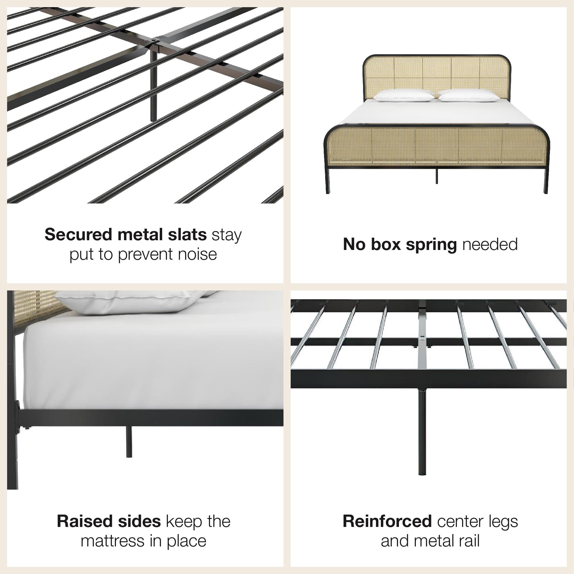 Mr. Kate Roxanne Metal and Cane Bed - Black - King