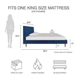 Mr. Kate Daphne Upholstered Bed - Blue - King