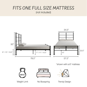 Mr. Kate MacKenzie Adaptable Metal Platform Bed - Black - Full
