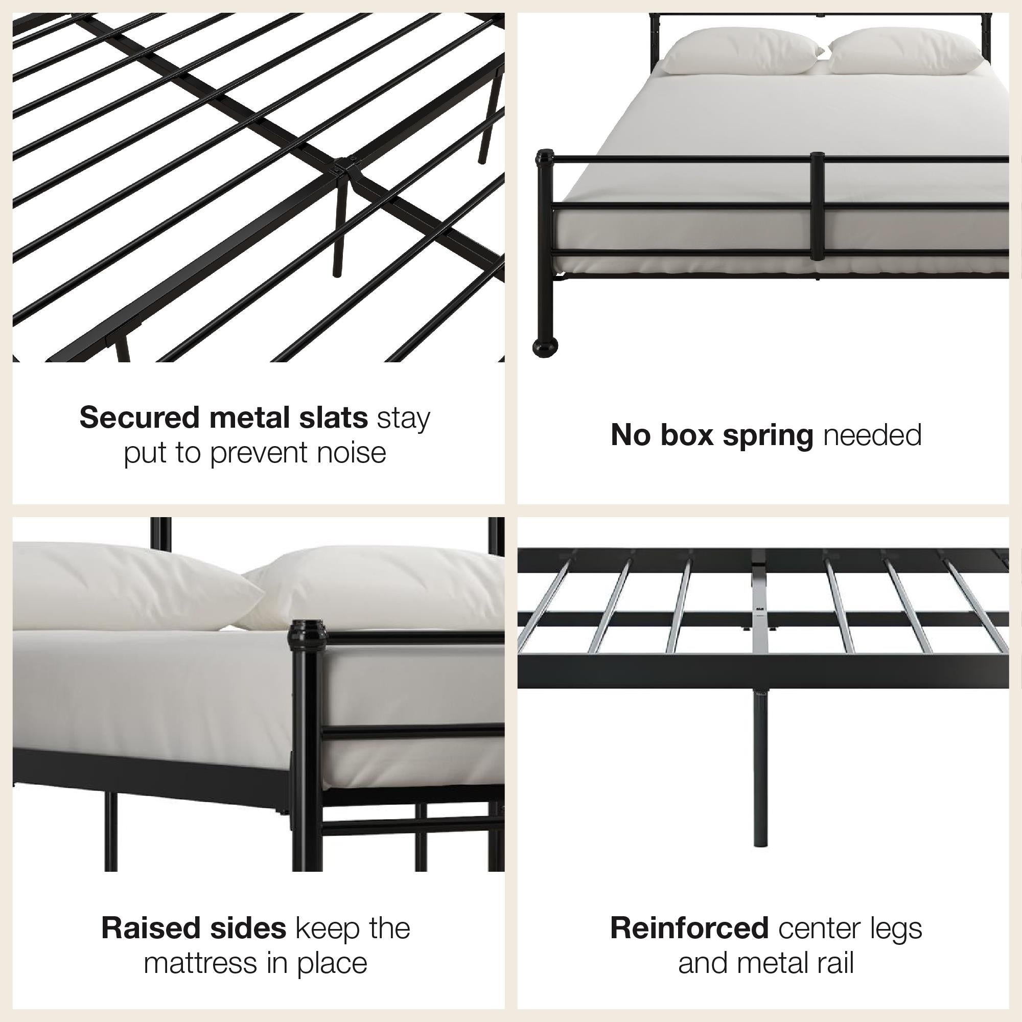 Mr. Kate MacKenzie Adaptable Metal Platform Bed - Black - Full