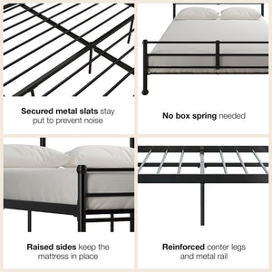 Mr. Kate MacKenzie Adaptable Metal Platform Bed - Black - Full