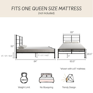 Mr. Kate MacKenzie Adaptable Metal Platform Bed - Black - Queen