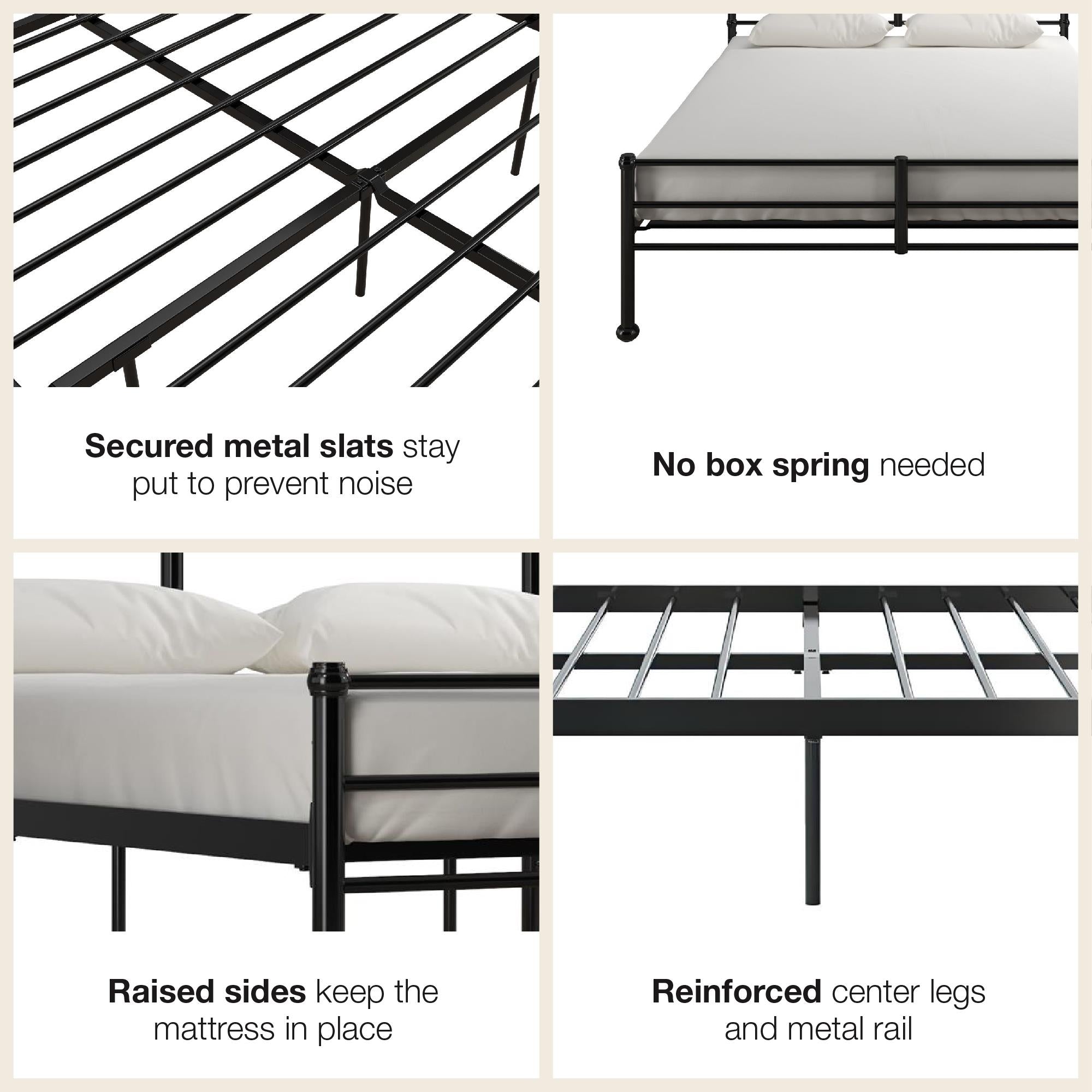 Mr. Kate MacKenzie Adaptable Metal Platform Bed - Black - Queen