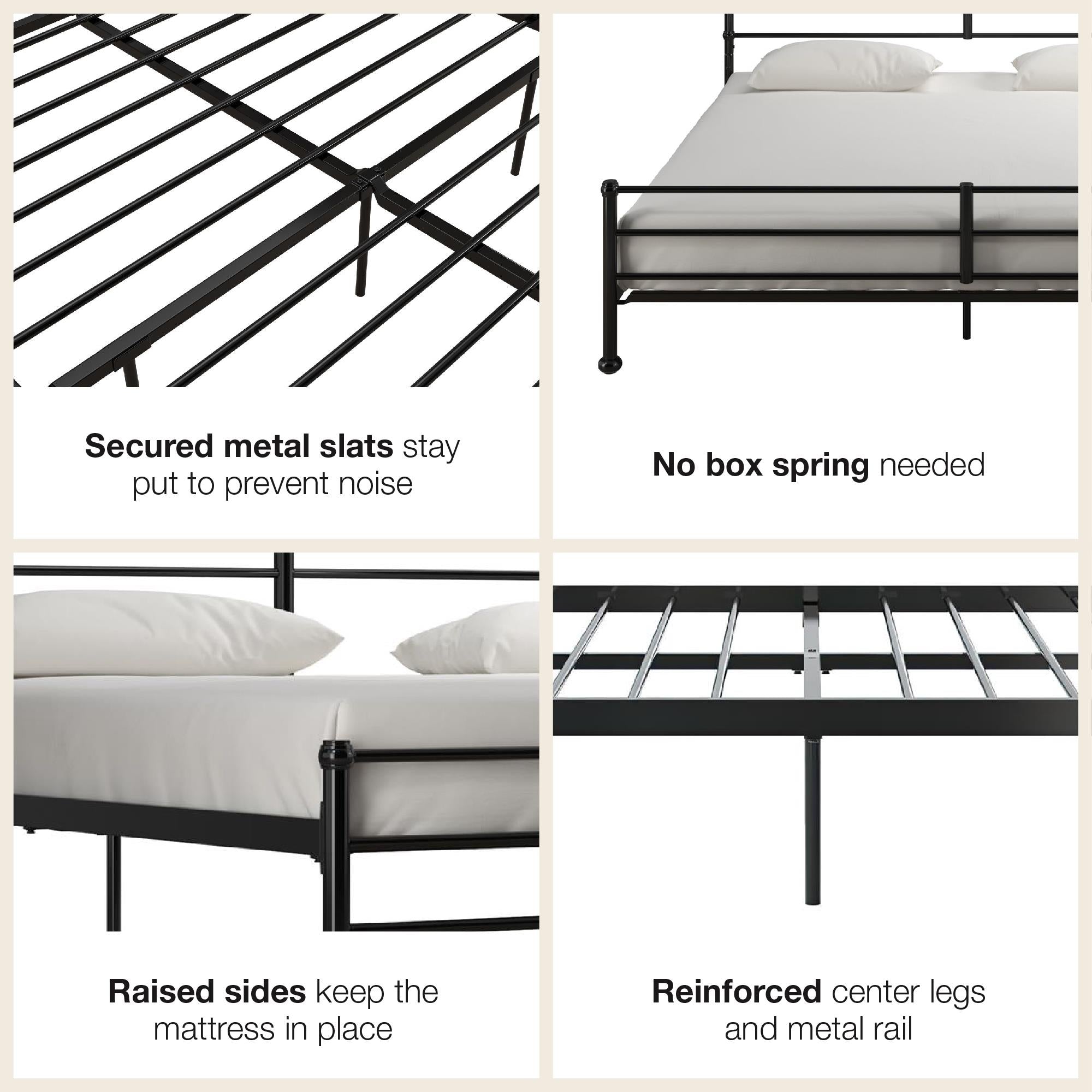 Mr. Kate MacKenzie Adaptable Metal Platform Bed - Black - King