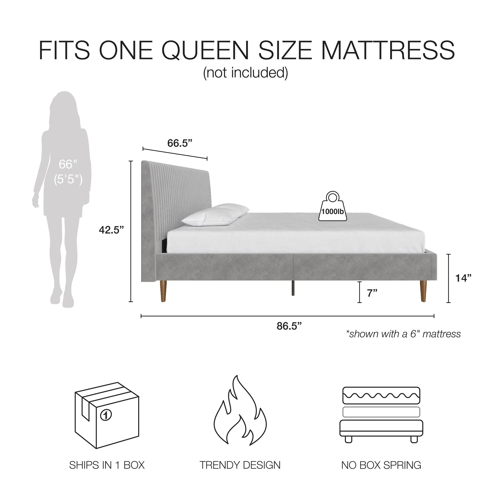 Mr. Kate Daphne Upholstered Bed - Light Gray - Queen