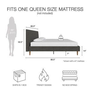 Mr. Kate Daphne Upholstered Bed - Dark Gray - Queen