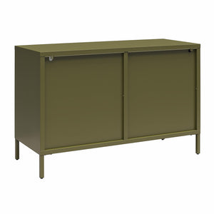 Mr. Kate Luna Wide 2-Door Accent Cabinet with Fluted Glass - Olive Green Metal