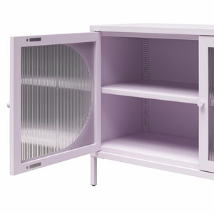 Mr. Kate Luna Wide 2-Door Accent Cabinet with Fluted Glass - Lilac Metal