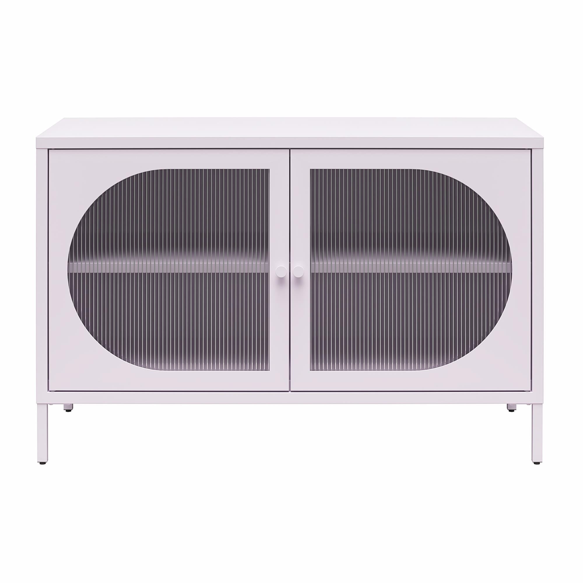 Mr. Kate Luna Wide 2-Door Accent Cabinet with Fluted Glass - Lilac Metal