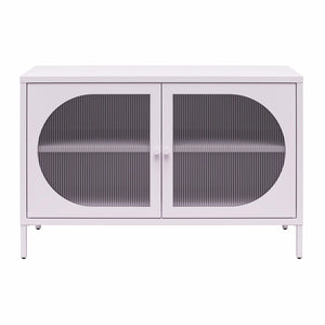 Mr. Kate Luna Wide 2-Door Accent Cabinet with Fluted Glass - Lilac Metal