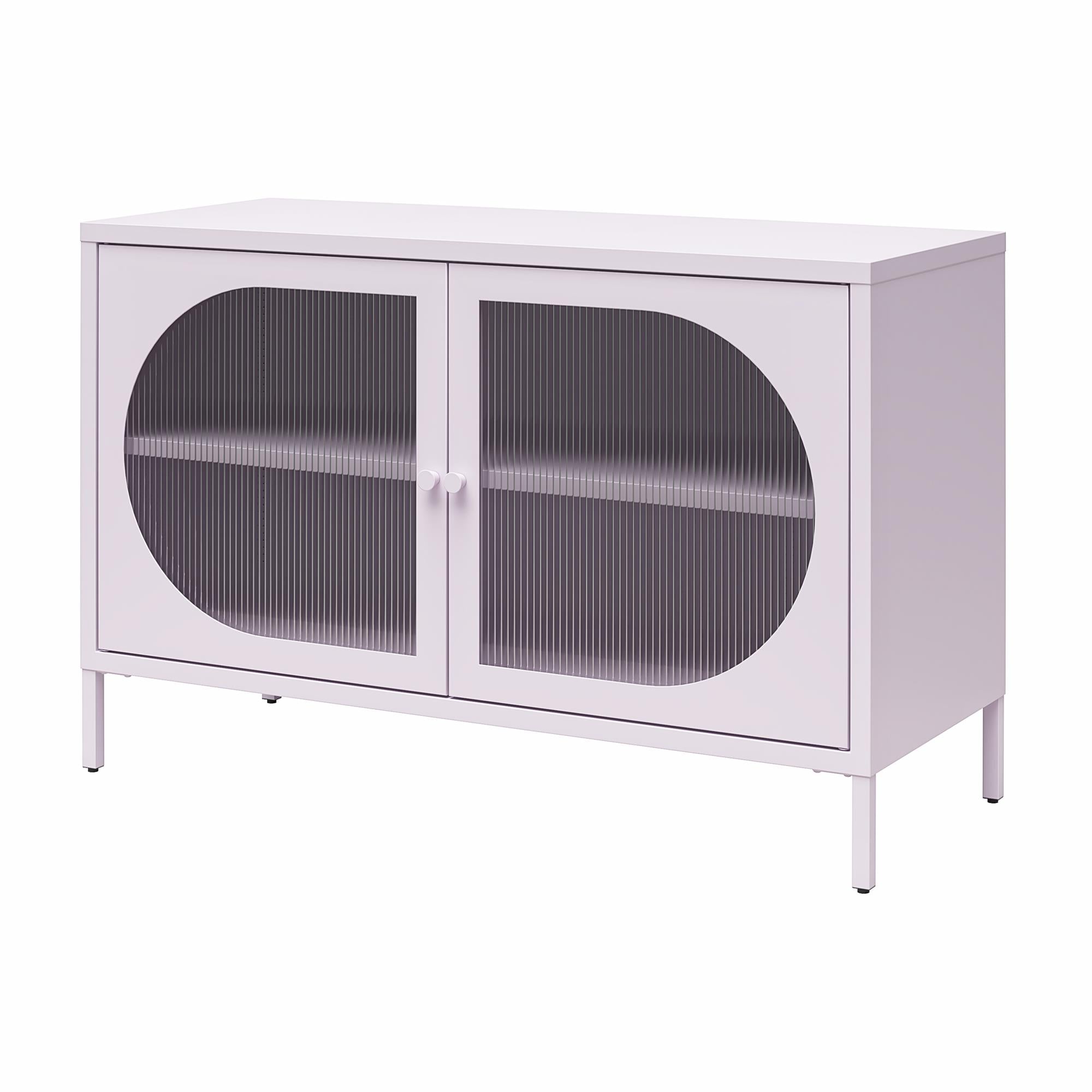 Mr. Kate Luna Wide 2-Door Accent Cabinet with Fluted Glass - Lilac Metal