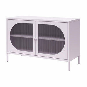 Mr. Kate Luna Wide 2-Door Accent Cabinet with Fluted Glass - Lilac Metal