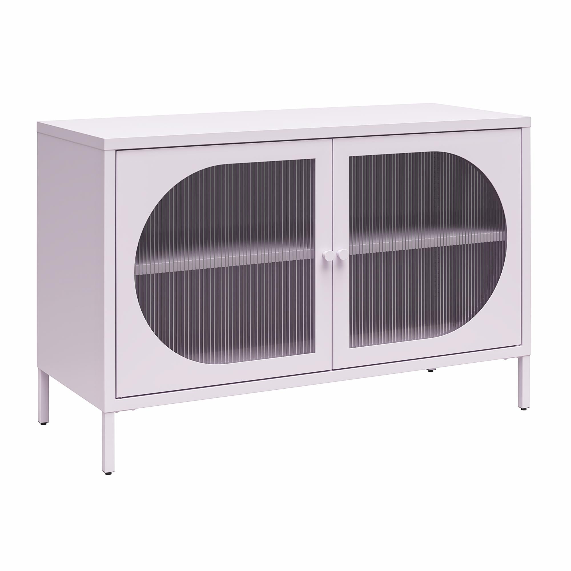 Mr. Kate Luna Wide 2-Door Accent Cabinet with Fluted Glass - Lilac Metal
