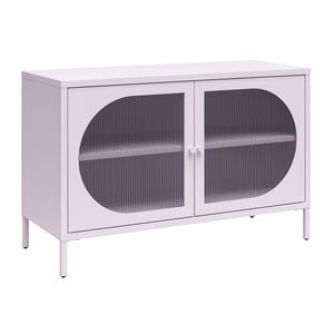 Mr. Kate Luna Wide 2-Door Accent Cabinet with Fluted Glass - Lilac Metal