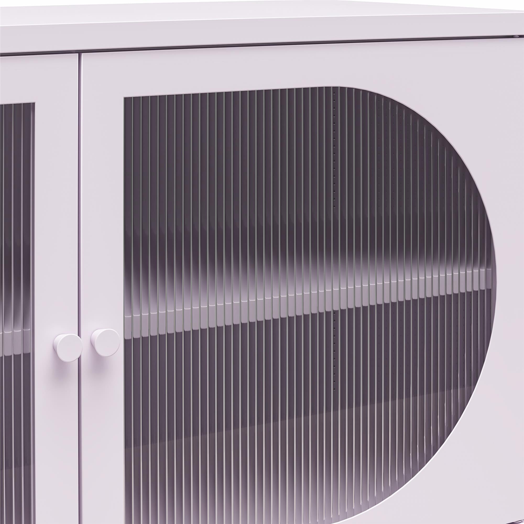 Mr. Kate Luna Wide 2-Door Accent Cabinet with Fluted Glass - Lilac Metal