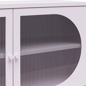 Mr. Kate Luna Wide 2-Door Accent Cabinet with Fluted Glass - Lilac Metal